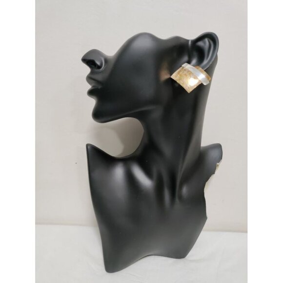 Vintage S.Walker Modernist Sterling Silver and Brass Earring and Bracelet Set - Picture 2 of 10